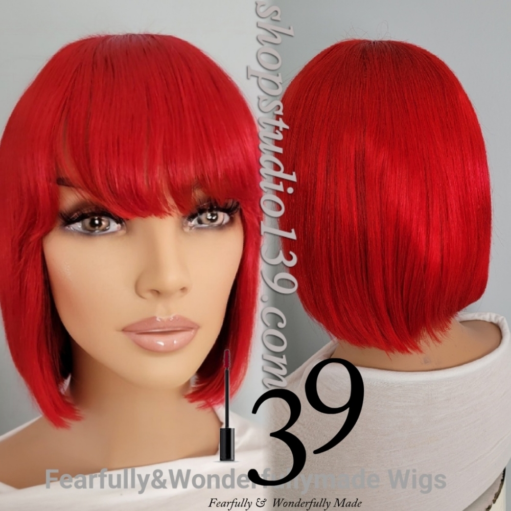 100% human hair Red bang wig 😍